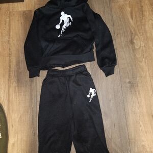 Kids Black Basketball Hoodie and Pants Set